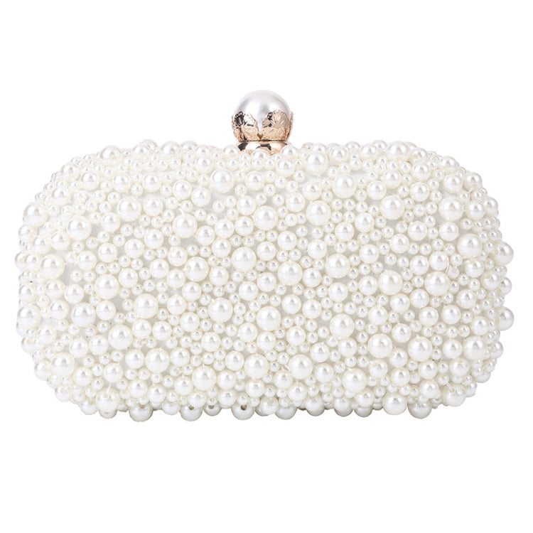 Pearl Evening Bag Soft Face Lock Ladies Shoulder Bag Crossbody Small Square Bag, White, Beige