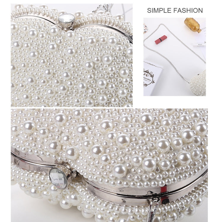 Pearl Evening Bag Ladies Heart Shaped Clutch Single Chain Crossbody Bag, Crossbody Bag