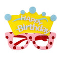 2 PCS Funny Glasses Birthday Party Cartoon Decoration Photo Props, Shape:, Happy Birthday Dot, Pink Firebird, Blue Bear, Rose Red Firebird, Blue Letters, Frog, Angel Wings, Yellow Letters, Pink Letters