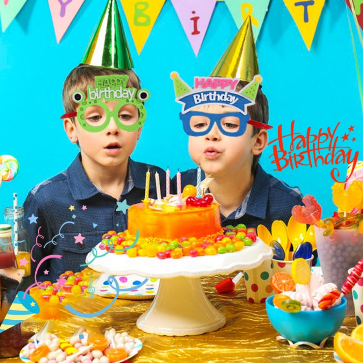 2 PCS Funny Glasses Birthday Party Cartoon Decoration Photo Props, Shape:, Happy Birthday Dot, Pink Firebird, Blue Bear, Rose Red Firebird, Blue Letters, Frog, Angel Wings, Yellow Letters, Pink Letters