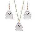 Halloween Jewelry Alloy Ghost Earrings Necklace, Ghost White, Ghost Black