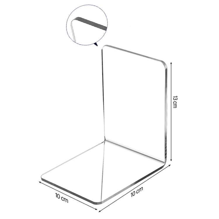2 PCS Acrylic Transparent Bookstand L-shaped Bookends Bookshelf, L-shaped Bookends