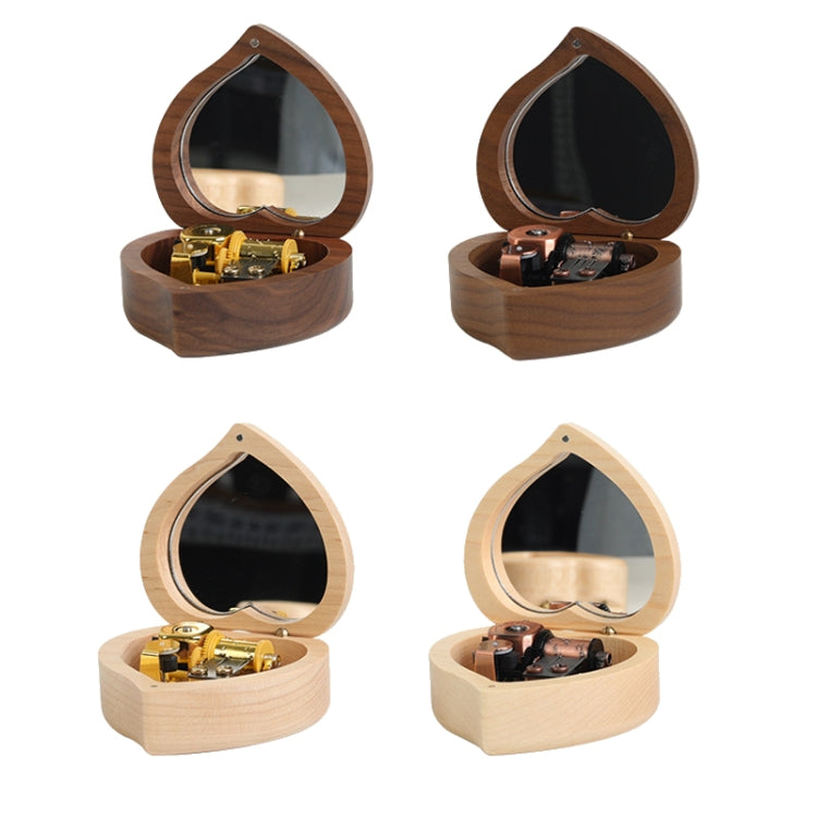 Wooden Heart Shape With Mirror Music Box Ornaments, Maple-Gold-plated Movement, Walnut-Red Ancient Copper Movement, Maple-Red Ancient Copper Movement, Walnut-Gold-plated Movement