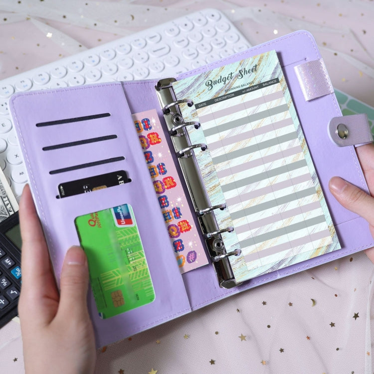 A6 Gypsophila Loose-leaf Bookkeeping Notebook Cash Budget Hand Book, Pink, Blue, Space Gray, Yellow, Purple, Silver White