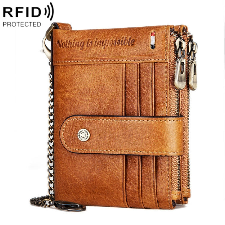 HUMERPAUL BP896 RFID Anti-Theft Brush Dual Zipper Leather Wallet Multi-Card Men Purse, BP896 Brown, BP896 Black, BP896 Dark Brown