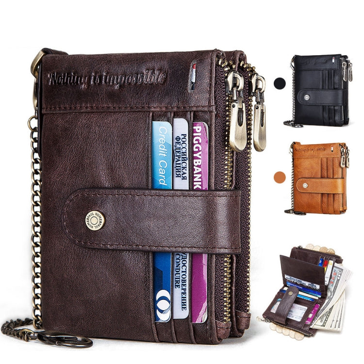HUMERPAUL BP896 RFID Anti-Theft Brush Dual Zipper Leather Wallet Multi-Card Men Purse, BP896 Brown, BP896 Black, BP896 Dark Brown