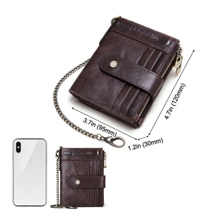 HUMERPAUL BP896 RFID Anti-Theft Brush Dual Zipper Leather Wallet Multi-Card Men Purse, BP896 Brown, BP896 Black, BP896 Dark Brown