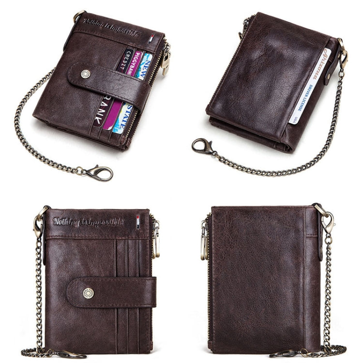 HUMERPAUL BP896 RFID Anti-Theft Brush Dual Zipper Leather Wallet Multi-Card Men Purse, BP896 Brown, BP896 Black, BP896 Dark Brown