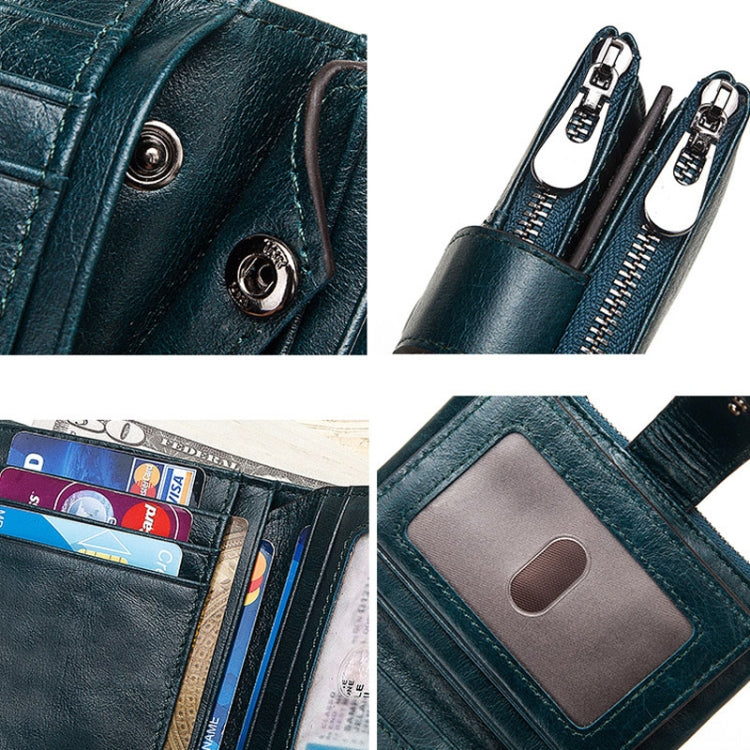 BP804 RFID Anti-Theft Wallet Multi-Function Buckle Zipper Retro Leisure Coin Purse, BP804 Black, BP804 Brown, BP804 Red, BP804 Khaki, BP804 Blue