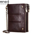 HUMERPAULBP926 RFID Anti-Magnetic Wallet Men Double Zipper Coin Purse, BP926 Brown