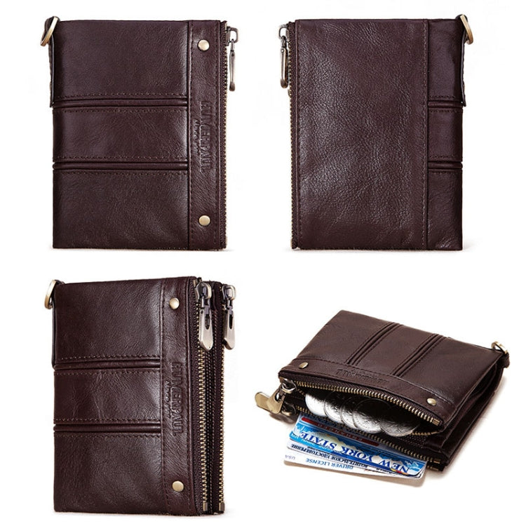 HUMERPAULBP926 RFID Anti-Magnetic Wallet Men Double Zipper Coin Purse, BP926 Brown