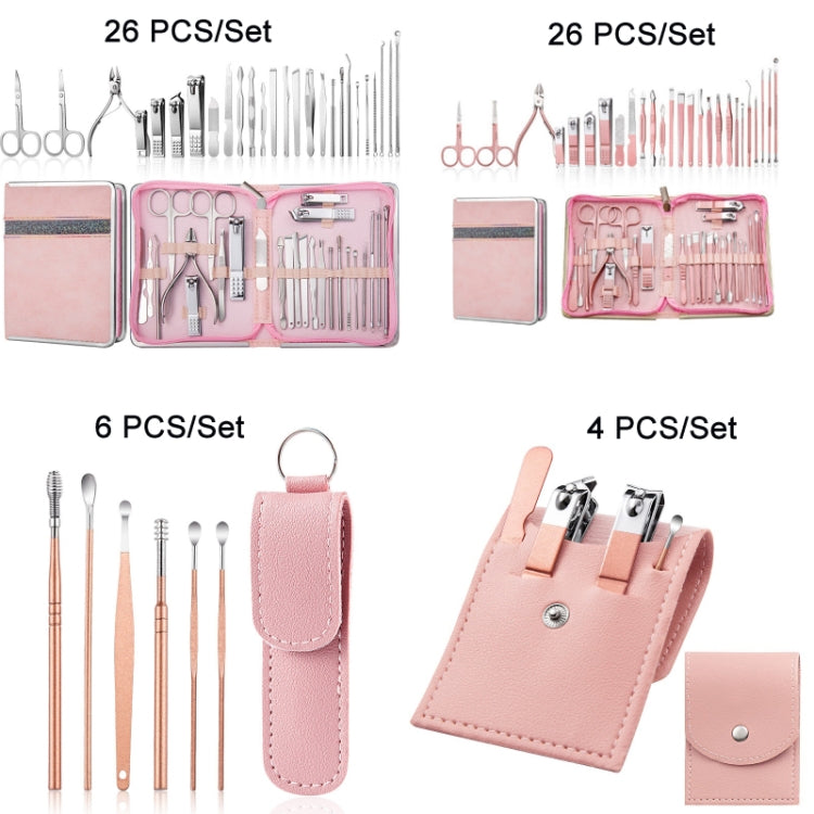 Stainless Steel Nail Clipper Set Beauty Eyebrow Trimmer, Color:, 7 PCS/Set (Pink), 12 PCS/Set (Pink), 18 PCS/Set (Pink), 7 PCS/Set (Gold), 10 PCS/Set (Gold), 18 PCS/Set (Gold), 26 PCS/Set Silver, 26 PCS/Set Rose Gold, 6 PCS/Set (Pink), 4 PCS/Set (Pink)