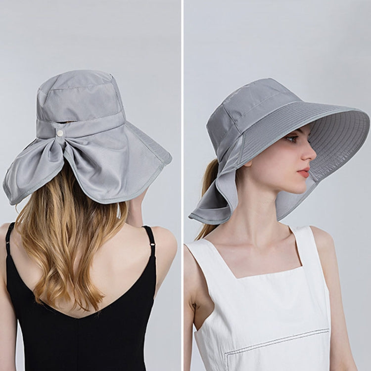 8112 Ladies Sunshade Large Brim Ponytail Bucket Hat, 8112 Grey, 8112 Khaki, 8112 Beige, 8112 Black, 8112 Pink