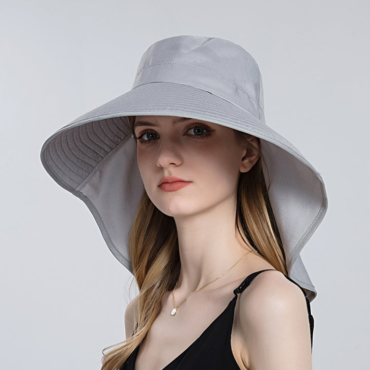 8112 Ladies Sunshade Large Brim Ponytail Bucket Hat, 8112 Grey, 8112 Khaki, 8112 Beige, 8112 Black, 8112 Pink