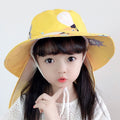 1015 Summer Children Sun Hat Outdoor Sun Protection Bucket Hat With Shawl, 1015 Yellow, 1015 Pink, 1015 Orange
