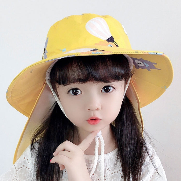 1015 Summer Children Sun Hat Outdoor Sun Protection Bucket Hat With Shawl, 1015 Yellow, 1015 Pink, 1015 Orange