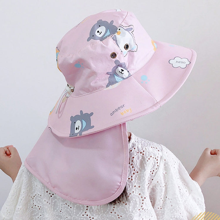 1015 Summer Children Sun Hat Outdoor Sun Protection Bucket Hat With Shawl, 1015 Yellow, 1015 Pink, 1015 Orange