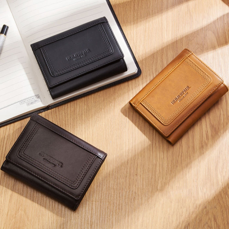 HUMERPAUL BP992 RFID Anti-Magnetic Multi-Card Position Zipper Coin Purse Leather Men Wallet, BP992 Brown, BP992 Black, BP992 Dark Brown