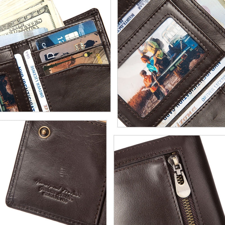 HUMERPAUL BP992 RFID Anti-Magnetic Multi-Card Position Zipper Coin Purse Leather Men Wallet, BP992 Brown, BP992 Black, BP992 Dark Brown