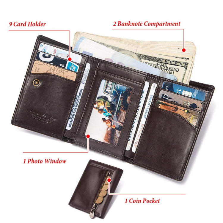 HUMERPAUL BP992 RFID Anti-Magnetic Multi-Card Position Zipper Coin Purse Leather Men Wallet, BP992 Brown, BP992 Black, BP992 Dark Brown