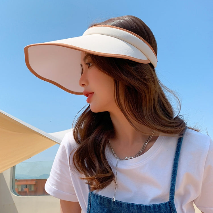 Summer Beach Petal Brim Open Top Sun Protection Sunhat, D-181 Black