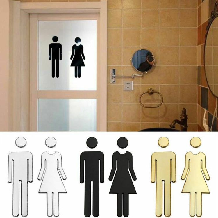 2 PCS 20cm 3D DIY Man & Woman Toilet Sticker WC Door Sign Decals Toilet Signs, 20cm (Antique Copper), 20cm (Silver), 20cm (Black), 20cm (Rose Gold)