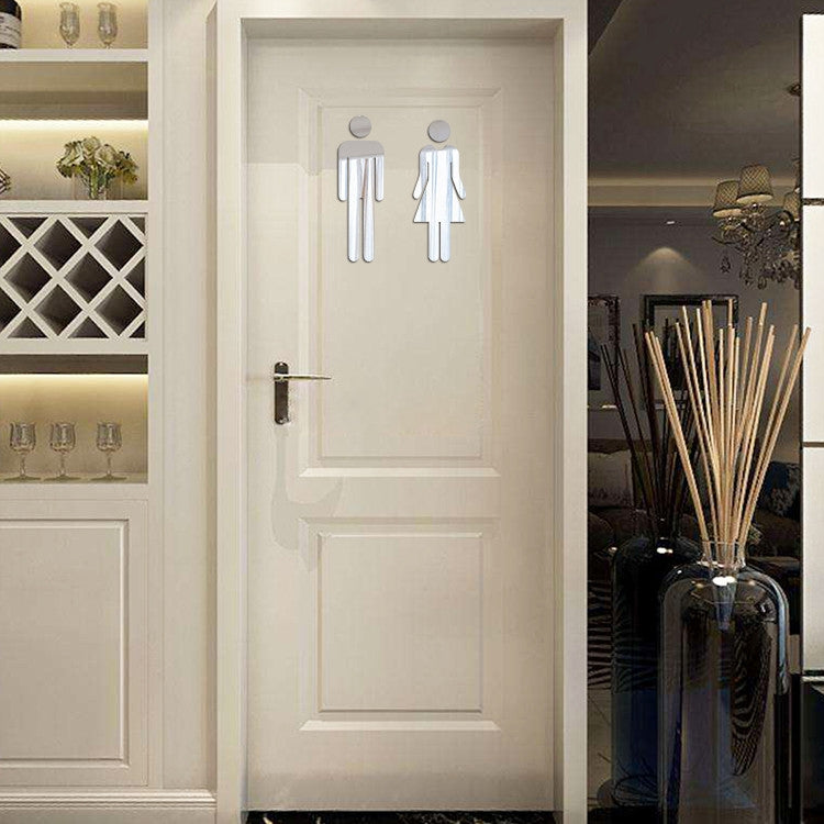 2 PCS 20cm 3D DIY Man & Woman Toilet Sticker WC Door Sign Decals Toilet Signs, 20cm (Antique Copper), 20cm (Silver), 20cm (Black), 20cm (Rose Gold)