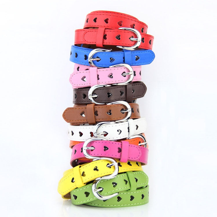 Dandali DC141 Women Pinching Belt Cutout Heart Belt, DC141 Rose Red, DC141 Brown, DC141 Red, DC141 Yellow, DC141 Green, DC141 Blue, DC141 White, DC141 Camel, DC141 Orange, DC141 Pink