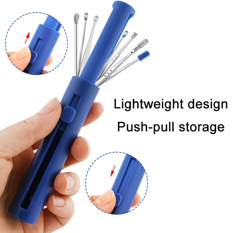 1 Pack Push-Pull Cylinder Storage Ear Scoop Set, Specification: 6 PCS/Set Black, 6 PCS/Set Black, 6 PCS/Set Orange, 6 PCS/Set Yellow, 6 PCS/Set Blue, 6 PCS/Set Green, 7 PCS/Set Black, 7 PCS/Set Orange, 7 PCS/Set Yellow, 7 PCS/Set Blue, 7 PCS/Set Green