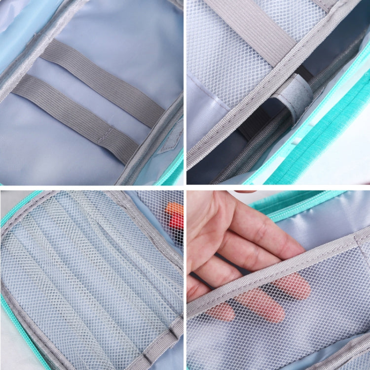 Large Capacity Multi-layer Portable Stationery Bag Canvas Pen Bag, Black, Green, Grey, Pink, Navy Blue, Blue