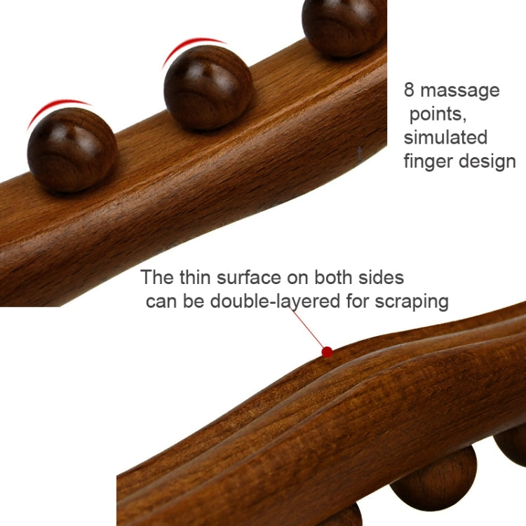 Eight-bead Beech Wood Carbonized Massage Stick Rolling Tendon Scraping Stick, Carbonized  53cm 8 Beads
