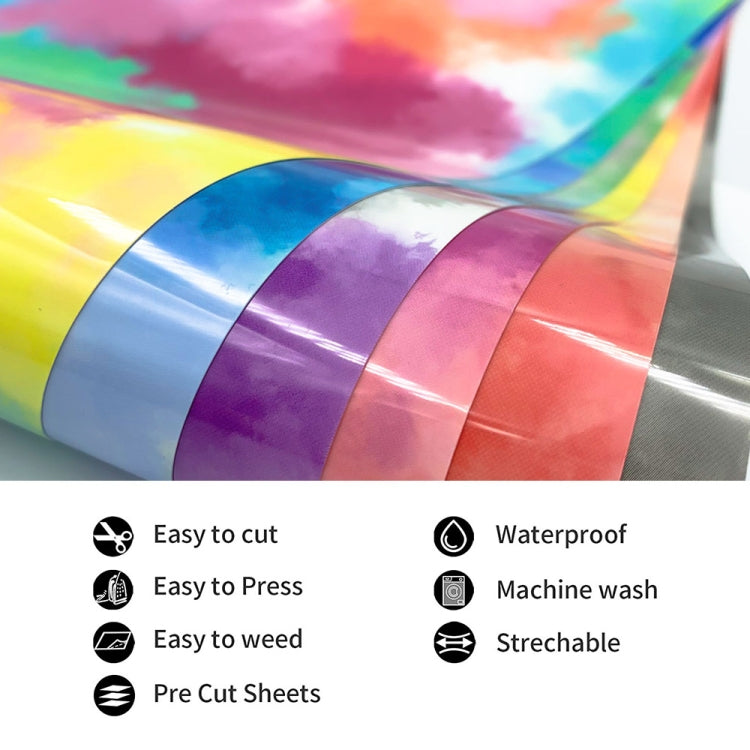 Clouds Watercolor Tie Dye Heat Transfer Vinyl Make Sign Pattern Cricut Film, 30x 50cm, 50 x 100cm