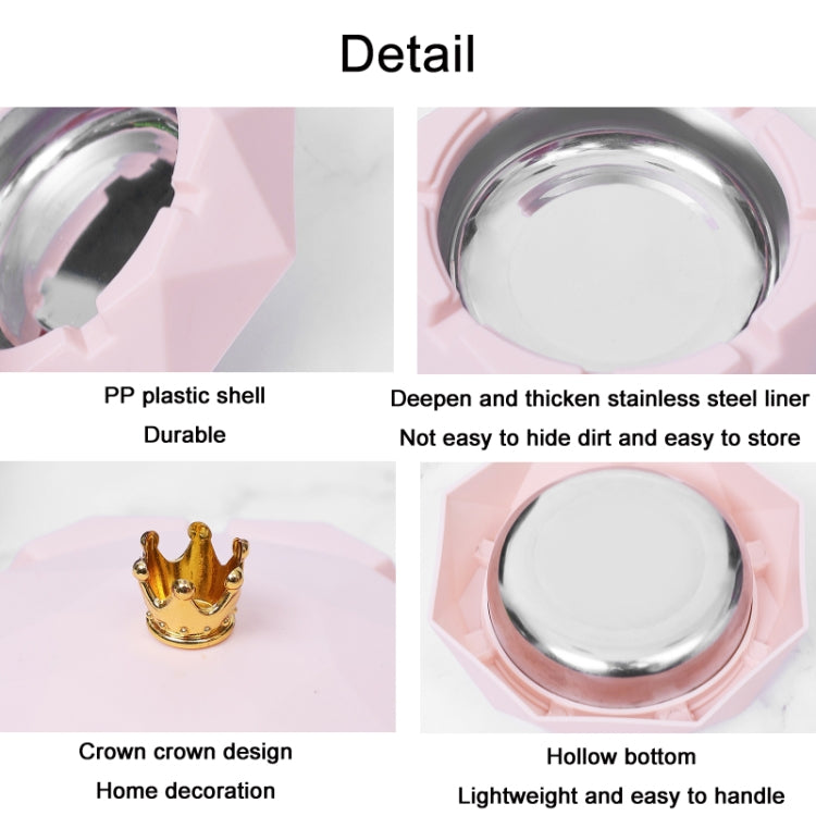 Stainless Steel Liner Ashtray With Cover Crown Home Decoration, Pink, Dark Green