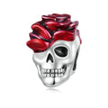 SCC2403 Halloween Rose Skull Skeleton Pearl 925 Silver Bracelet Accessories, SCC2403