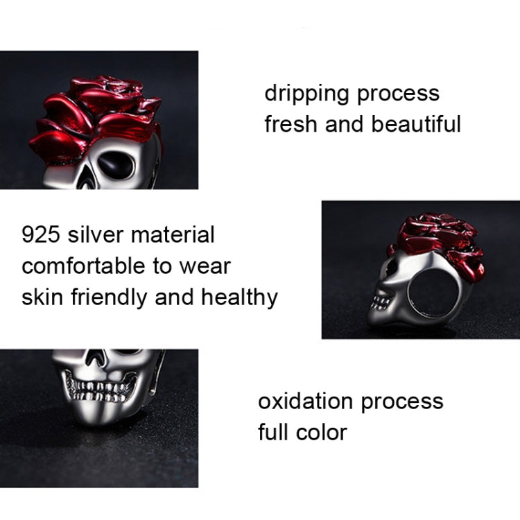 SCC2403 Halloween Rose Skull Skeleton Pearl 925 Silver Bracelet Accessories, SCC2403