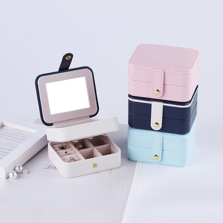 SH688-58 Square Double-Layer PU Earring Storage Jewelry Box, Double-Layer (Pink), Double-Layer (Light Blue), Double-Layer (White), Double-Layer (Navy Blue)