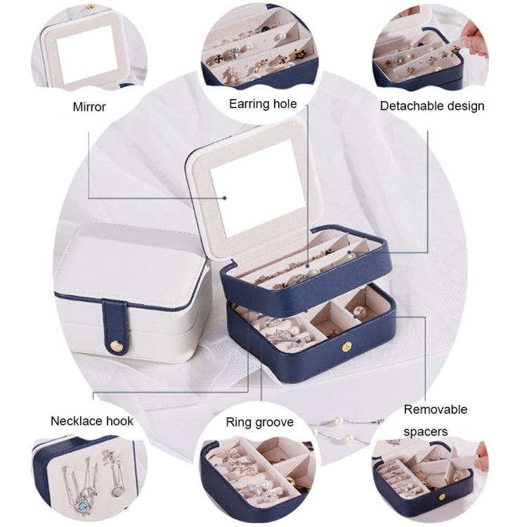 SH688-58 Square Double-Layer PU Earring Storage Jewelry Box, Double-Layer (Pink), Double-Layer (Light Blue), Double-Layer (White), Double-Layer (Navy Blue)