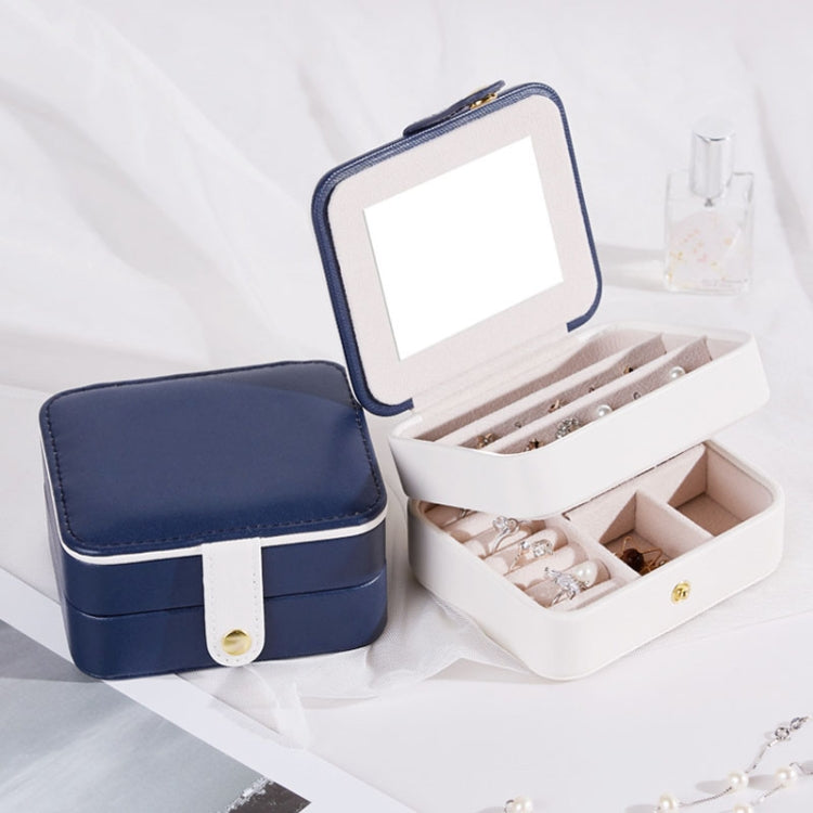 SH688-58 Square Double-Layer PU Earring Storage Jewelry Box, Double-Layer (Pink), Double-Layer (Light Blue), Double-Layer (White), Double-Layer (Navy Blue)