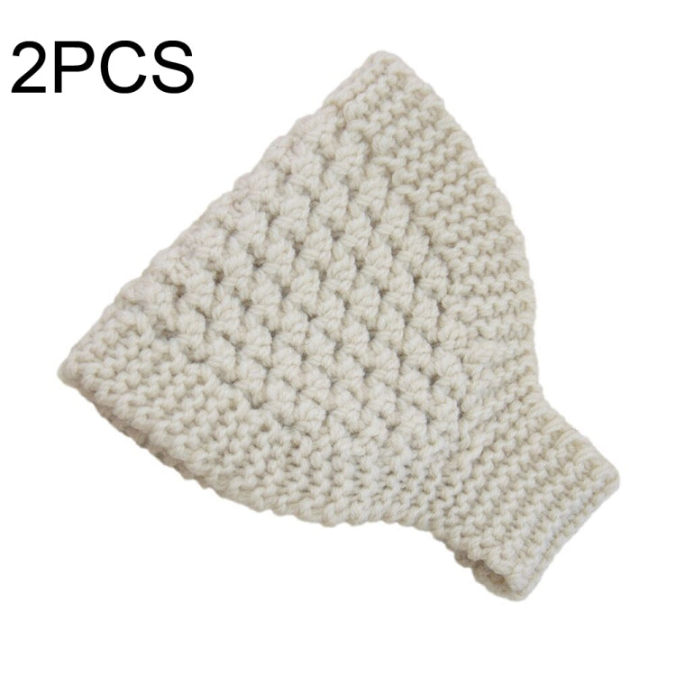 2 PCS Knitted Headband Warm Ear Protection Widened Head Cover Hair Accessories, Creamy-white, Dark Gray, Light Grey, Black, Red, Pink, Khaki, Cream Color