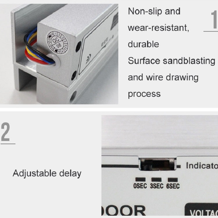 Top And Bottom Frameless Glass Door Aluminum Alloy Electric Mortise Lock, Left, Right