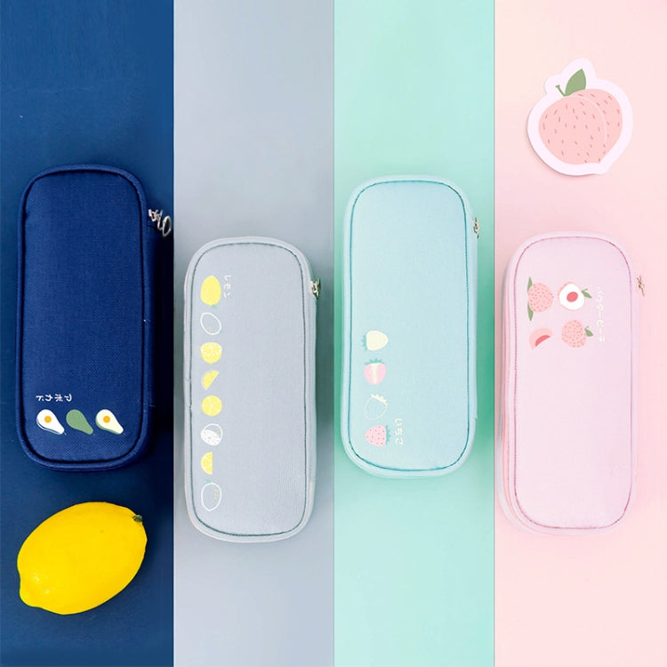 Oxford Cloth Large Capacity Student Stationery Storage Bag, Peach, Strawberry, Lemon, Avocado