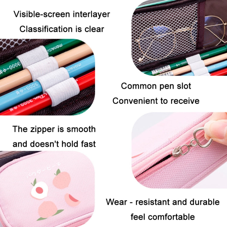 Oxford Cloth Large Capacity Student Stationery Storage Bag, Peach, Strawberry, Lemon, Avocado