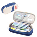 Deer Forest BL-A003 Macaron Large-capacity Double-layer Canvas Pencil Case Stationery Box, Navy Blue, Fruit Green, Khaki, Orange Yellow, Cyan Purple, Cyan Blue, Cherry Pink