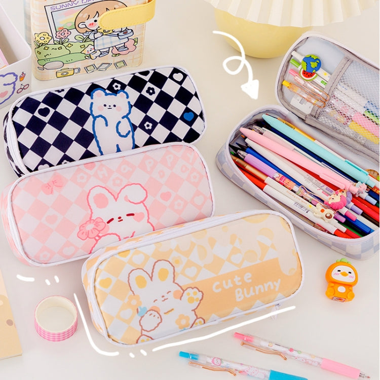 A22 Large-Capacity Cute Cartoon Pattern Pen Bag Stationery Storage Bag, Black, Pink, Yellow, Blue