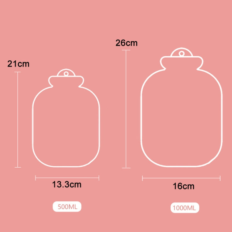 Cartoon Plush Portable Water Jection Mini Hot Water Bag, 500ML Pink, 500ML Blue, 500ML Green, 500ML Mint Green, 1000ML Pink, 1000ML Blue, 1000ML Green, 1000ML Mint Green, 1000ML Insert Yellow, 1000ML Insert Pink, 1000ML Insert Blue, 1000ML Insert Green