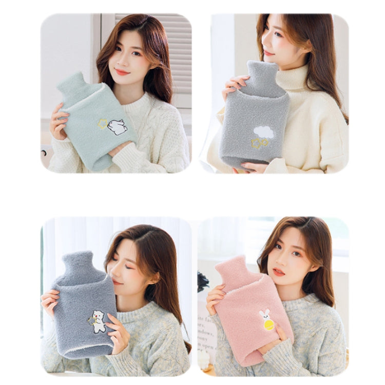 Detachable Washing Cloth Cover Rubber Hot Water Bag Can Be Intervened, Pink Rabbit 2000ML, Gray Clouds 2000ML, Blue Bears 2000ML, Green Star Rabbit 2000ML, Pink Rabbit 1000ML, Gray Clouds 1000ML, Blue Bear 1000ML, Green Star Rabbit 1000ML