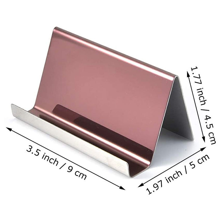 ZT7414 304 Stainless Steel Mirror Desktop Name Card Storage Rack, Silver, Gold, Rose Gold, Wine Red