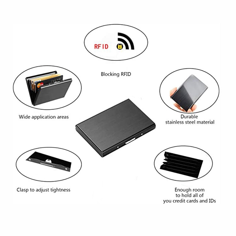 ZT-1563 RFID Anti-theft Aluminum Alloy Multi-compartment Business Card Case Card Holder, Black, Silver