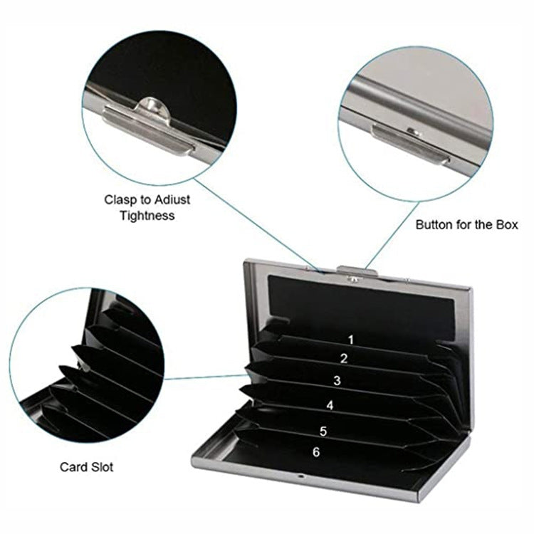 ZT-1563 RFID Anti-theft Aluminum Alloy Multi-compartment Business Card Case Card Holder, Black, Silver