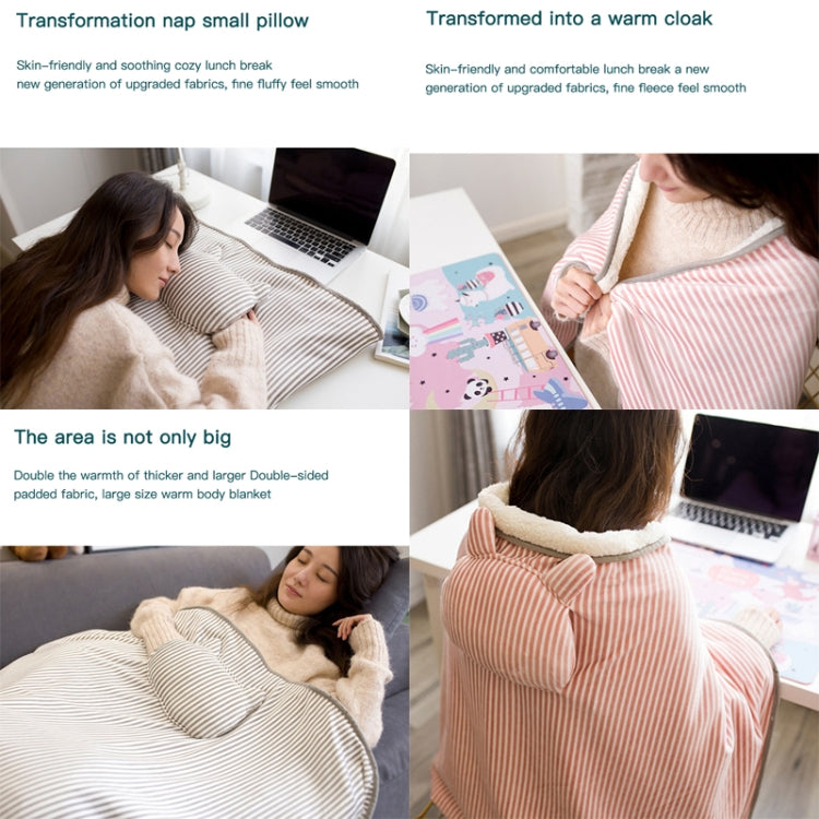 AI-540 72x115cm USB Body Warmer Blanket Office Heater Electric Heating Shawl, 72x115cm Pink, 72x115cm Gray Cat Stripes, 72x115cm Pink Rabbit Stripes, 72x115cm Khaki Elk Stripes